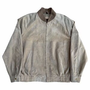 Vintage Raffaelo Golden Full-Zip Suede Leather Bomber Jacket Beige Size Large OG